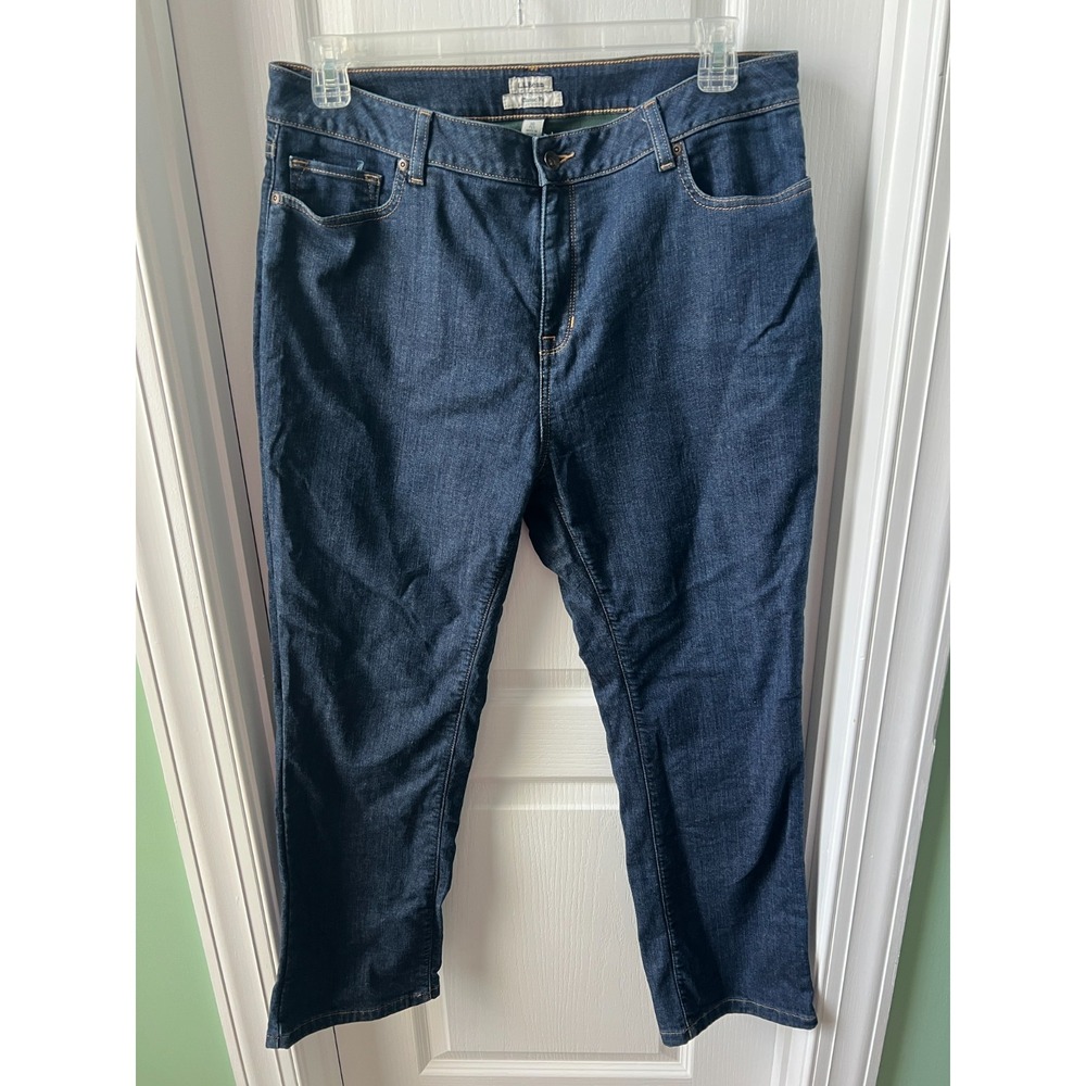 L.L. Bean Flannel Lined Jeans Women's 16P Classic‎ Fit Straight Leg Blue Denim